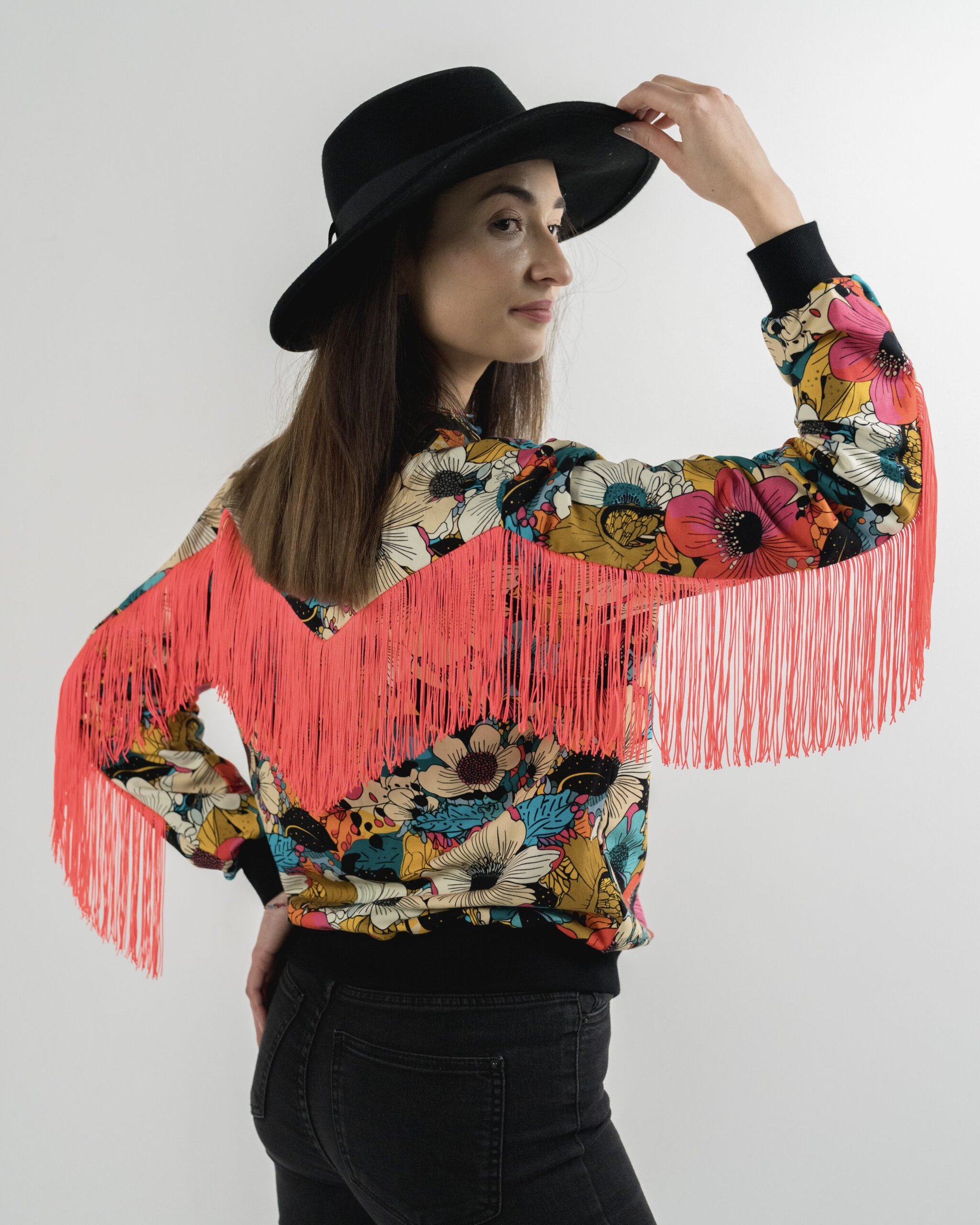 ANGELA FLORAL NEON CORAL PINK SPRING AWAKE