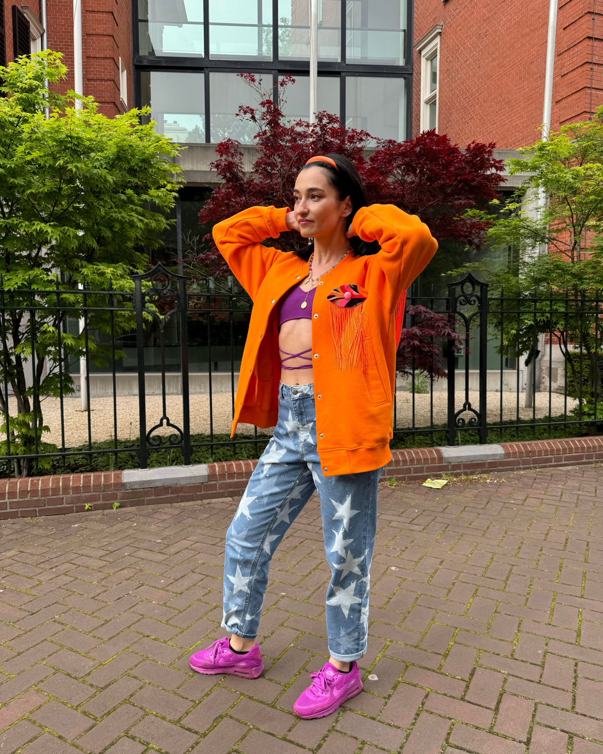 CLARA BOMBER JACKET WITH AN EYE THAT SEES THROUGH THE HEART