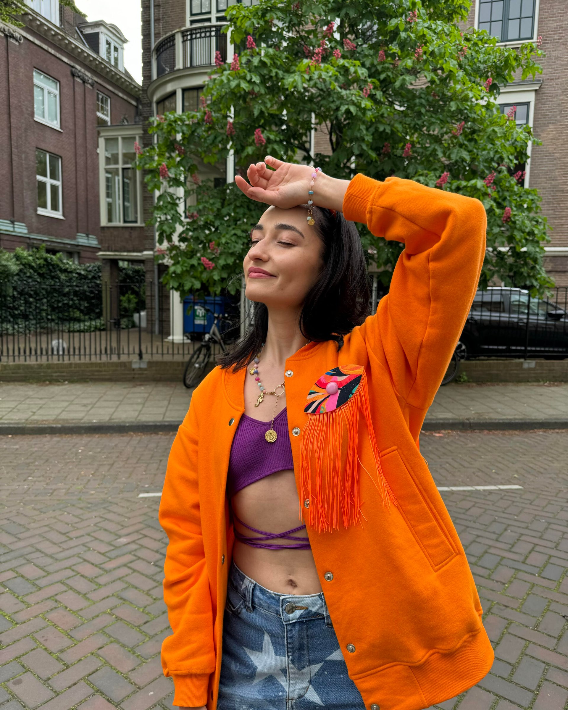 CLARA BOMBER JACKET WITH AN EYE THAT SEES THROUGH THE HEART